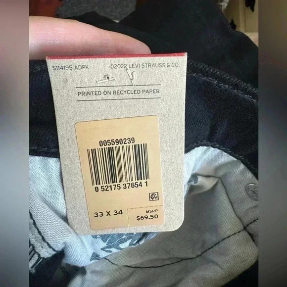 Levi’s Mens 559 Relaxed Straight Black Denim Jean Size 33x34 - Picture 13 of 16